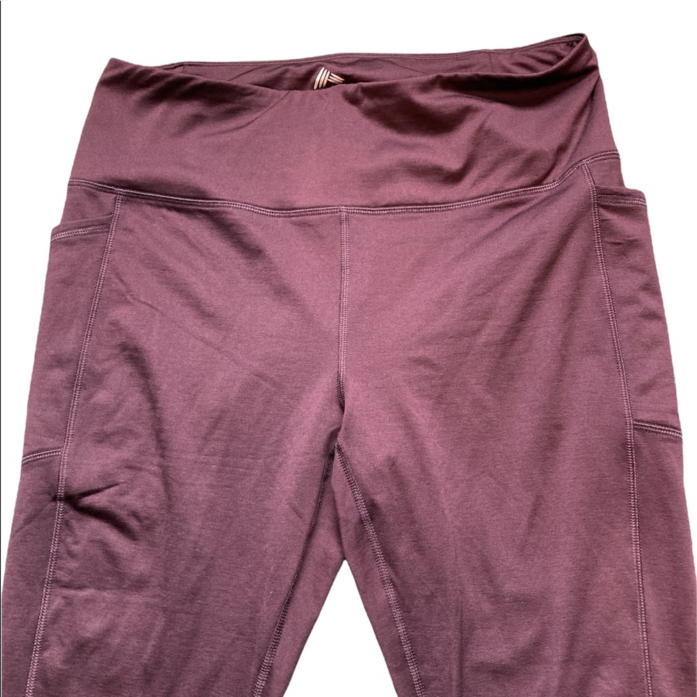 EUC RBX Plum High-Rise Fleece-Lined Leggings XL Side Pockets Activewear - Picture 2 of 8